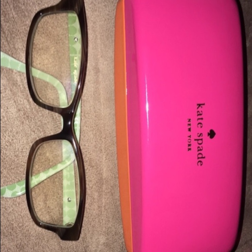 Kate spade glasses brown frames with green rimes